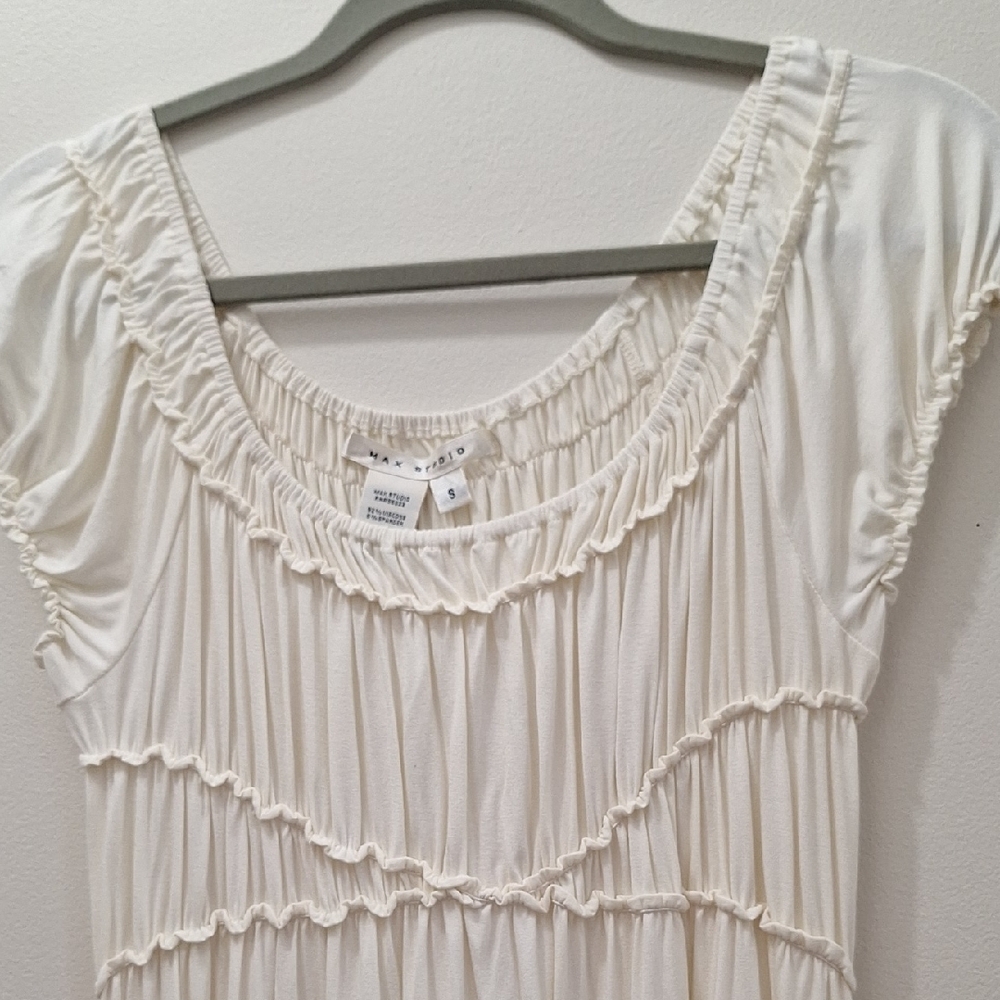 Max Studio Cream Ruched Blouse - Picture 3 of 6